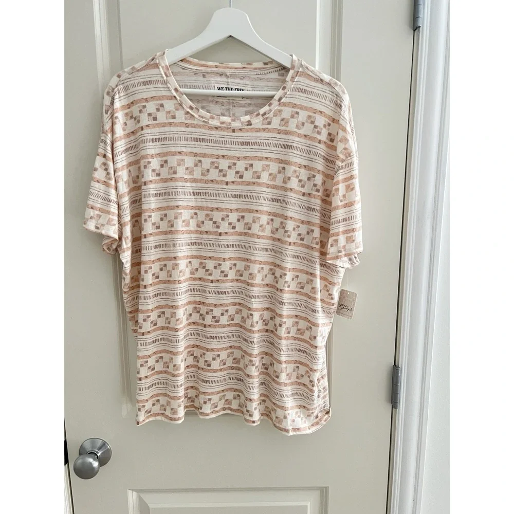 NWT Free People We The Free Nina Printed Short Sleeve Tee Shirt Size S